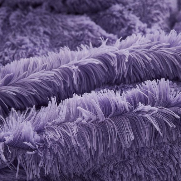 New Shaggy Fluffy Faux Fur Duvet Cover Set Button Closure Velvety Bedding - Picture 8 of 16